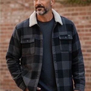 RVCA Men's Charcoal Plaid Sherpa Jacket